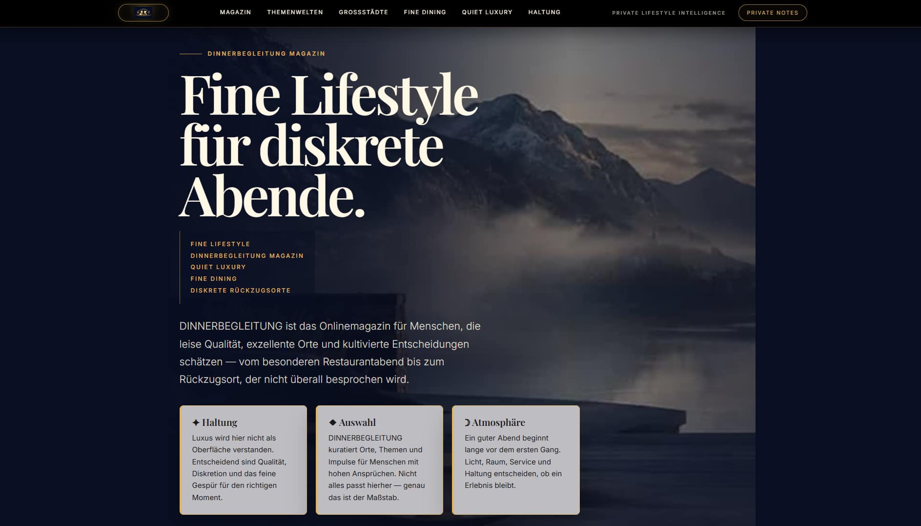 Screenshot der Referenz Dinnerbegleitung.de