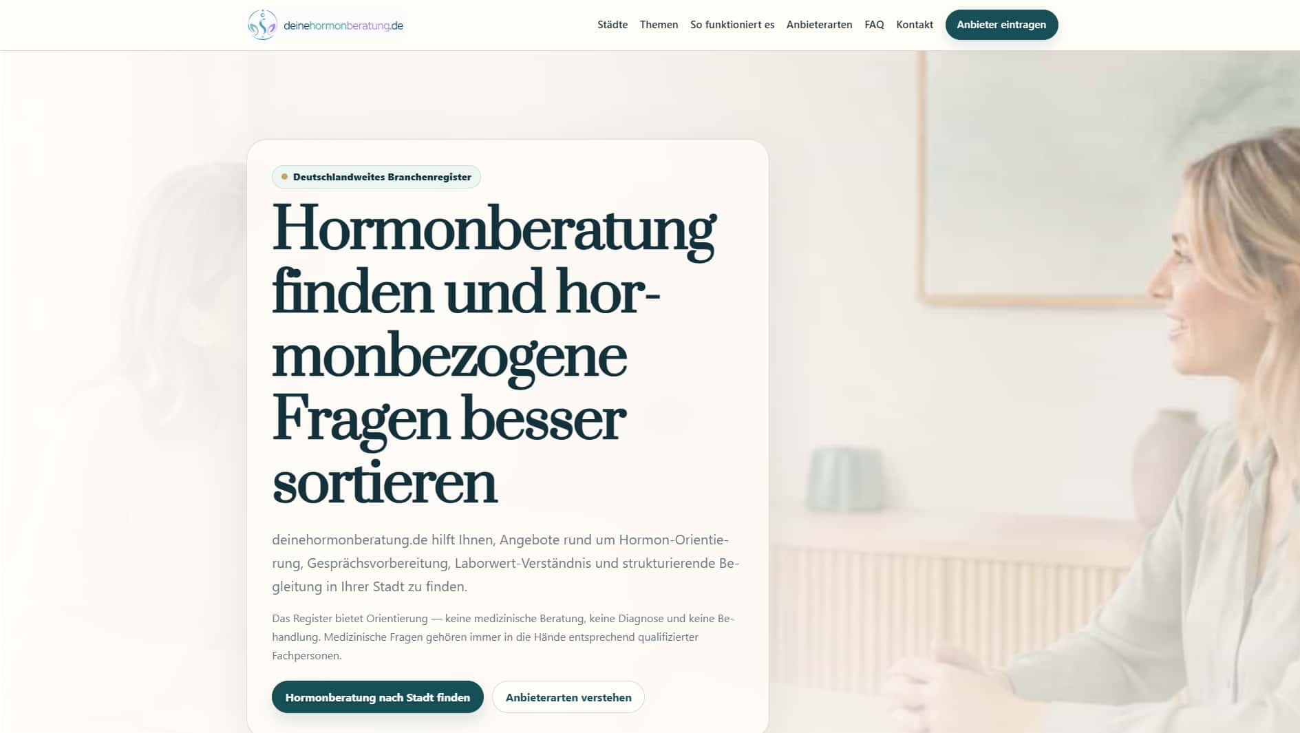 Screenshot der Referenz deine Hormonberatung.de