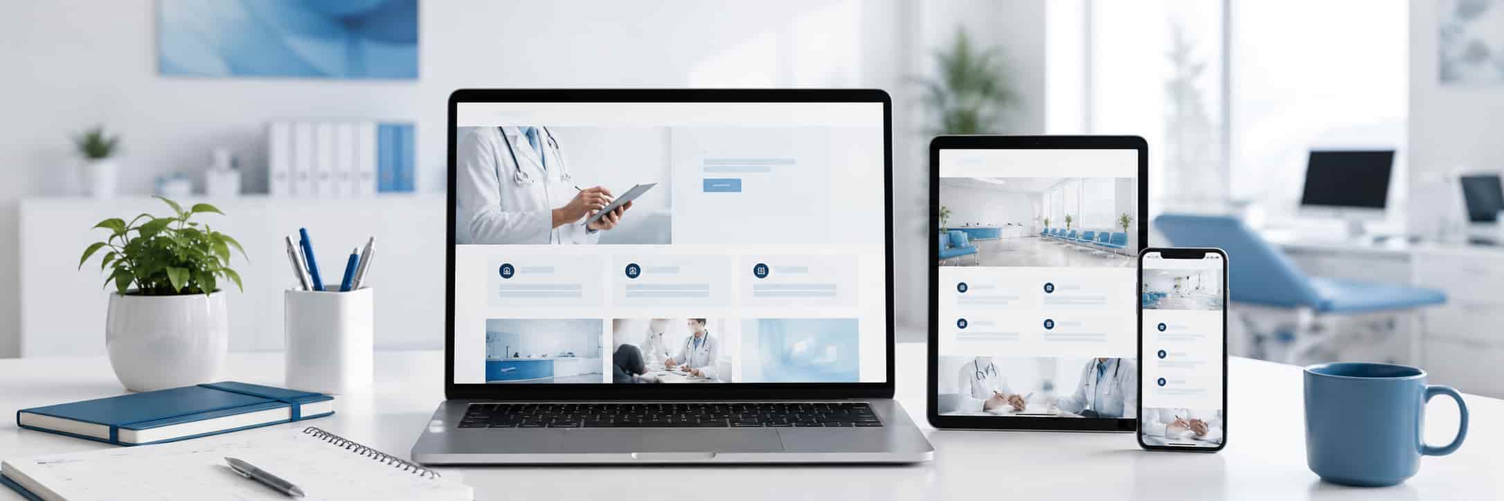 Responsive Website für medizinische Anbieter auf Laptop Tablet und Smartphone
